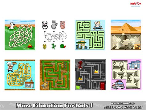 Maze Game Education for Kids 1 Graphic by HitToon · Creative Fabrica