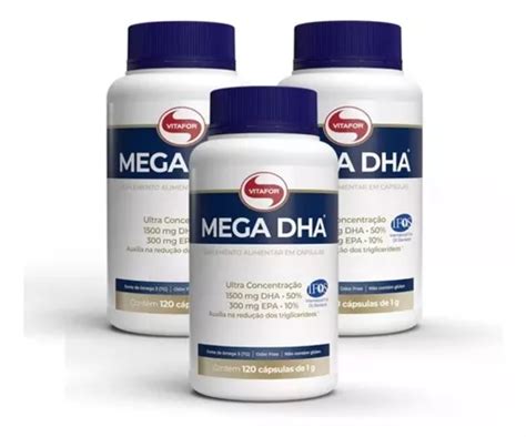 Kit 3x Mega Dha Omega 3 1500mg 300 Mg Epa 120 Caps Vitafor