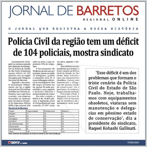 Jornal de Barretos Polícia Civil da região tem um déficit de 104