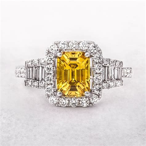 1 73ct Yellow Sapphire And 0 58ct Diamond Halo Ring