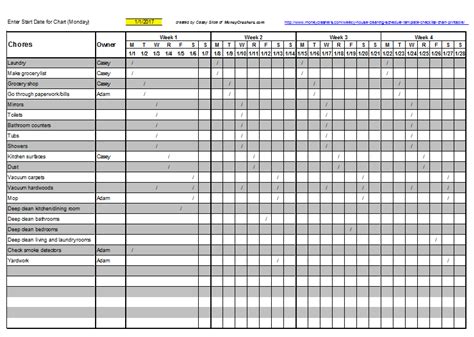 6 Free Cleaning Schedule Templates In Ms Word And Ms Excel