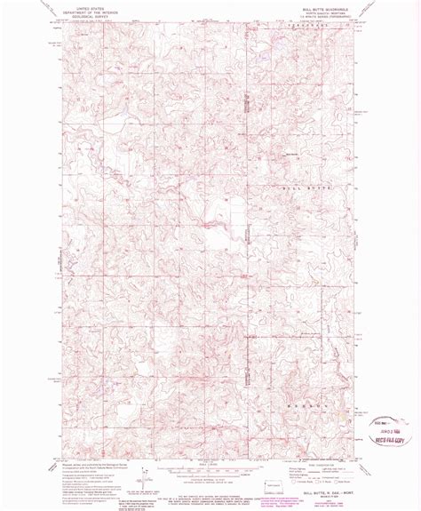 Classic Usgs Bull Butte North Dakota 75x75 Topo Map Mytopo Map Store