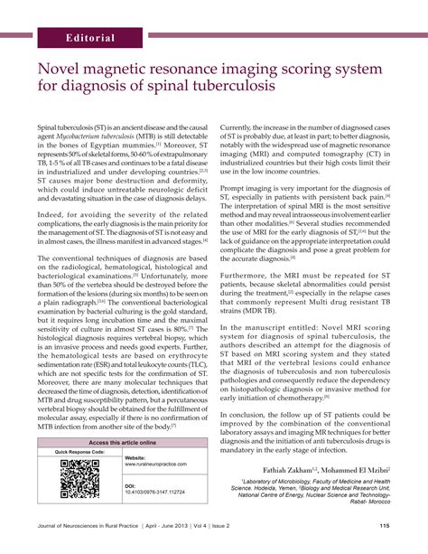 Solution Novel Magnetic Resonance Imaging Scoring System For Diagnosis