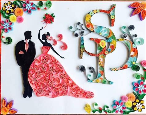 Quilling Couple Monogarm Name Framework Paper Quilling Jewelry