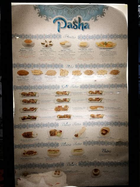 Menu at Pasha Stavanger restaurant, Stavanger