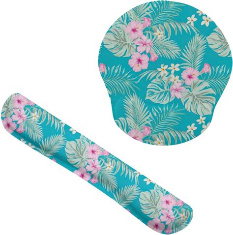 Amazon Tropical Hibiscus Flowers Leaf Keyboard Wrist Rest