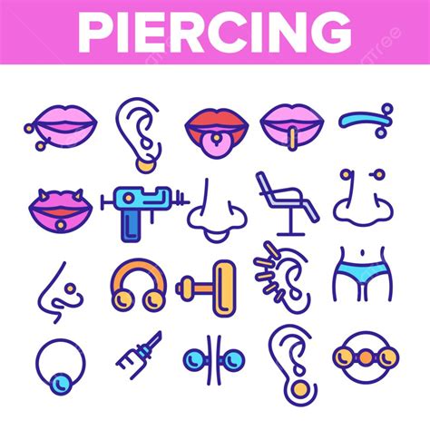 Piercings Vector Design Images Piercing Salon Theme Linear Vector