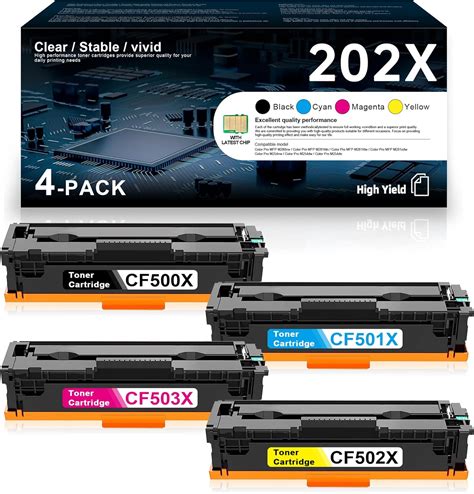 202X Toner Cartridge 4 Pack High Yield CF500X CF501X CF502X CF503X