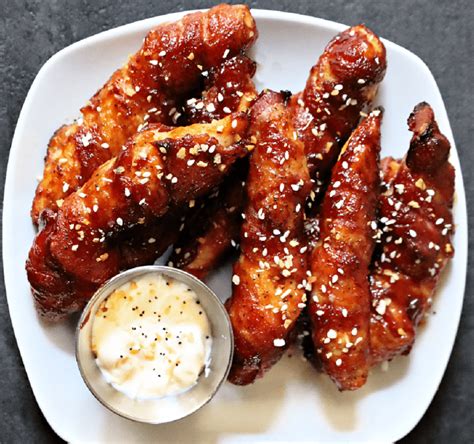 The Ultimate Sticky Bbq Bacon Wrapped Chicken Tenders