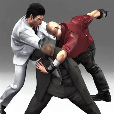 Kiryu Kazuma From Yakuza Beating Up Steven Armstrong Stable Diffusion