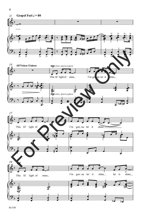 Let It Shine On Me SA Or Two Part Arr Reg J W Pepper Sheet Music