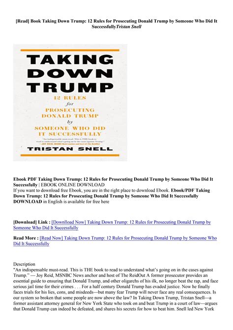 (PDF) Download Taking Down Trump: 12 Rules for Prosecuting Donald Trump by Someone Who Did It ...