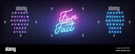 Fun Fact Neon Vorlage Leuchtende Neon Schriftzug Fun Fact Sign Stock