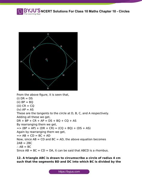 Ncert Solutions For Class 10 Maths Exercise 102 Chapter 10 Circle Free Pdf Download