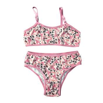 Conjunto Lingerie Infanto Juvenil Calcinha E Suti Top Sem Bojo Em