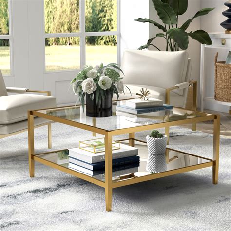 Evelyn&Zoe Modern Square Coffee Table with Glass Top - Walmart.com ...