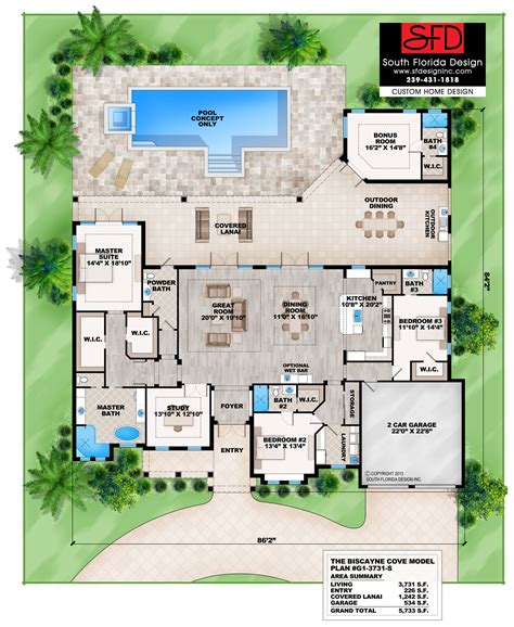 South Florida Design Contemporary Beach Style House Plan-South Florida