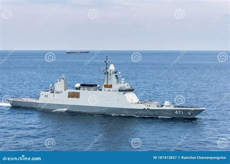 HTMS Bhumibol Adulyadej Stealth Frigate Of Royal Thai Navy Sails In