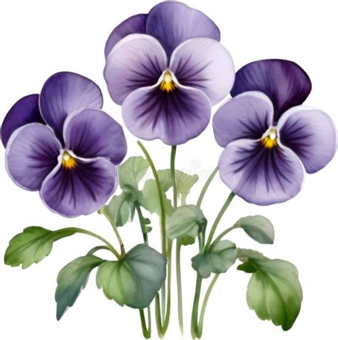 Violet Flower, Watercolor Painting of a Violet Flower (Viola Sororia ...