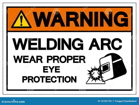 Warning Welding Arc Wear Proper Eye Protection Symbol Sign Vector