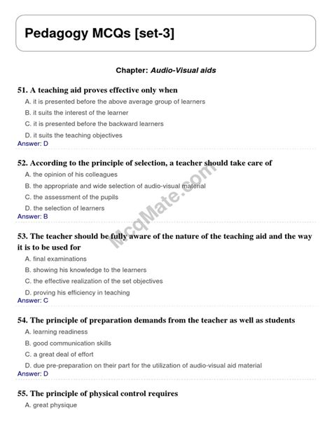 Pedagogy Solved Mcqs Set 3 Pdf Teachers Learning