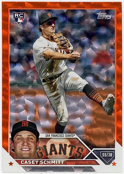 GIANTS新人遊撃 CASEY SCHMITT最新2023 TOPPS UPDATE RC 299 ORANGE FOIL BOARD版