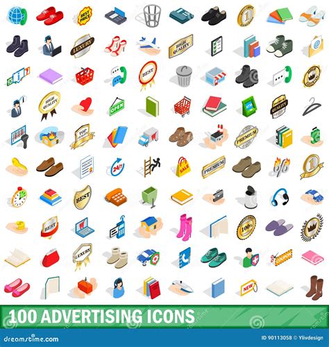 Iconos Publicitarios Fijados Estilo Isom Trico D Ilustraci N Del