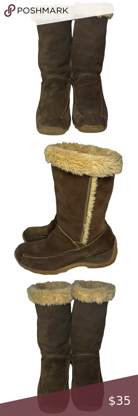 Sporto Brown Suede Leather Fur Waterproof Boots Fur Lined Boots