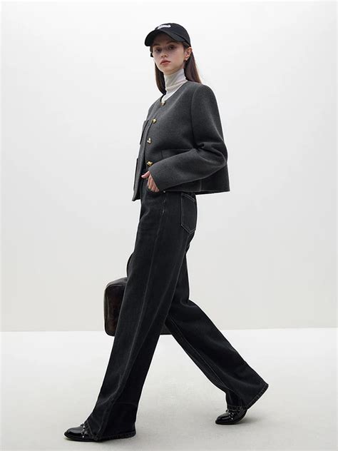 Женское шерстяное пальто с круглым вырезом и прямой юбкой | AliExpress