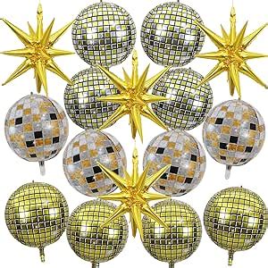 Amazon Finypa Pcs Gold Disco Ball Balloons Huge Gold Explosion