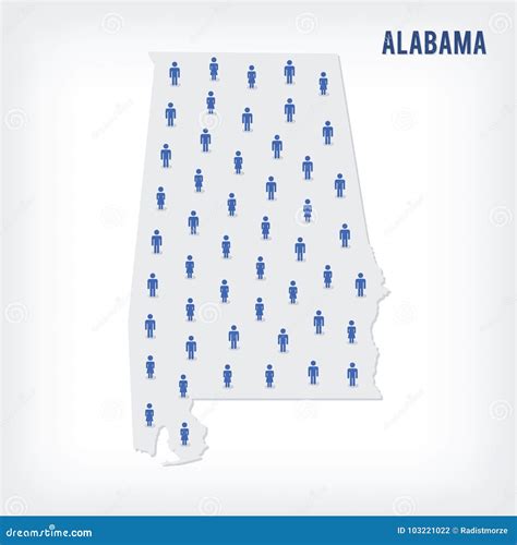 Vector People Map of of State of Alabama. the Concept of Population ...