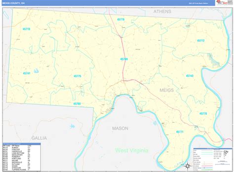 Meigs County Oh Wall Map Basic Style By Marketmaps