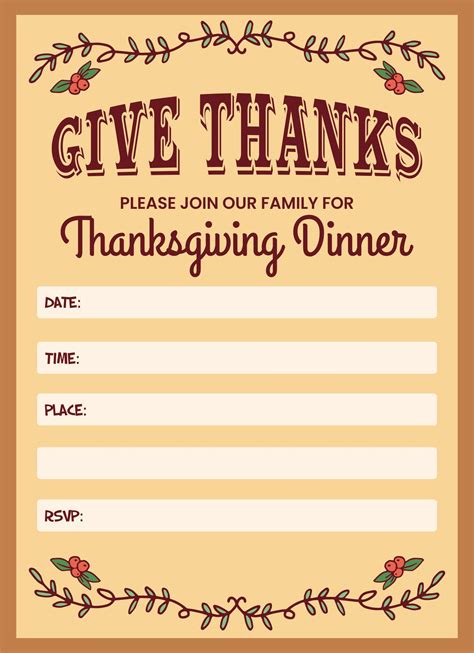 7 Best Images Of Thanksgiving Dinner Invitation Templates Printable