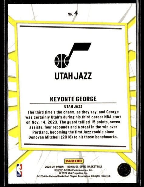 Panini Donruss Optic Keyonte George My House Rc Utah Jazz Ebay