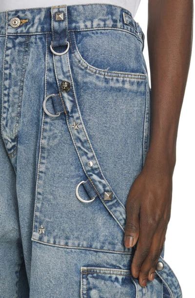 Balenciaga Raver Relaxed Fit Wide Leg Denim Jeans In Blue Modesens