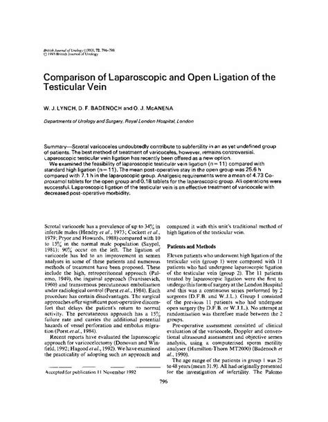 Pdf Comparison Of Laparoscopic And Open Ligation Of The Testicular