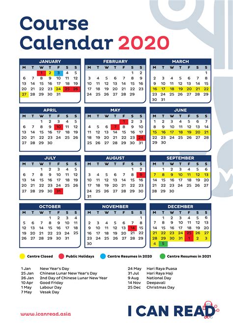 Singapore Calendar Planner 2020 With Public Holidays | semashow.com