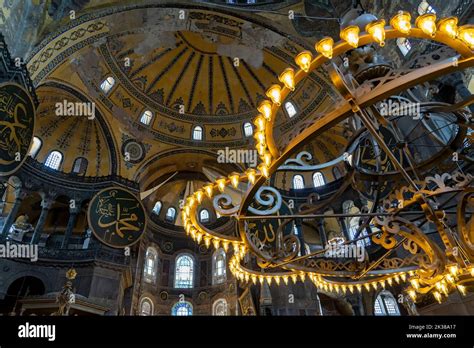 internal design the lights of Hagia Sophia or called Aya Sophia, one of the most visited places ...