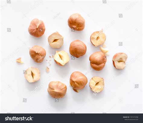 Full Half Hazelnuts On White Background Stock Photo 1707275788