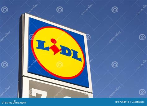 Lidl Company Logo In Front Of Supermarket From German Chain Part Of