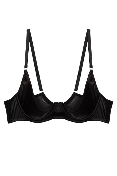 Etta Black Satin Quarter Cup Bra Playful Promises Usa