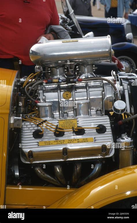 Blown Chrysler Hemi In A Hot Rod Stock Photo Alamy