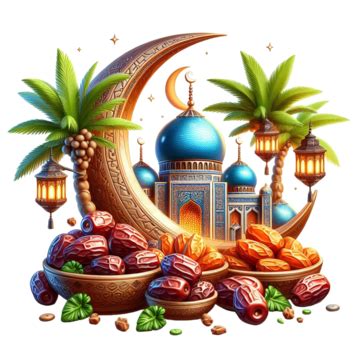 Ramadan Kareem With Dates And Mosque On Transparent Background Ramadan