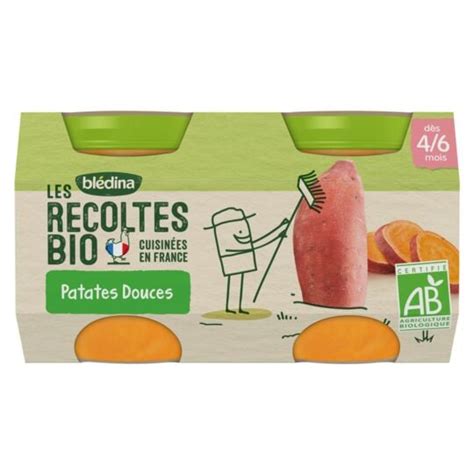 Petit pot bébé dès 4 6 mois patate douce Les Récoltes Bio BLEDINA les