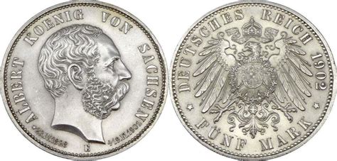 5 Mark 1902 E Albert 1873 1902 König von Sachsen Auf den Tod