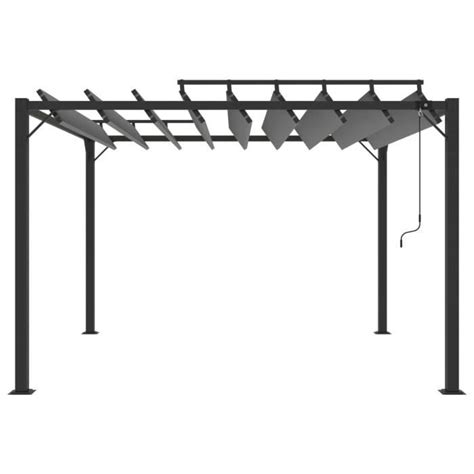 Atyhao Tonnelle avec toit à persienne 3x3 m Anthracite Tissu aluminium