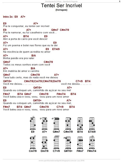 Cifra Ferrugem Tentei ser Incrível Cifras Cavaco Partituras