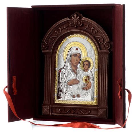 Greek Silk Screened Icon Most Holy Lady Of Jerusalem Wooden Framed