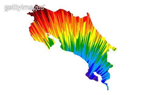 Costa Rica map is designed rainbow abstract colorful pattern 이미지