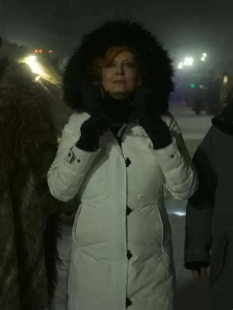 2023 Blue Beetle Susan Sarandon White Puffer Coat